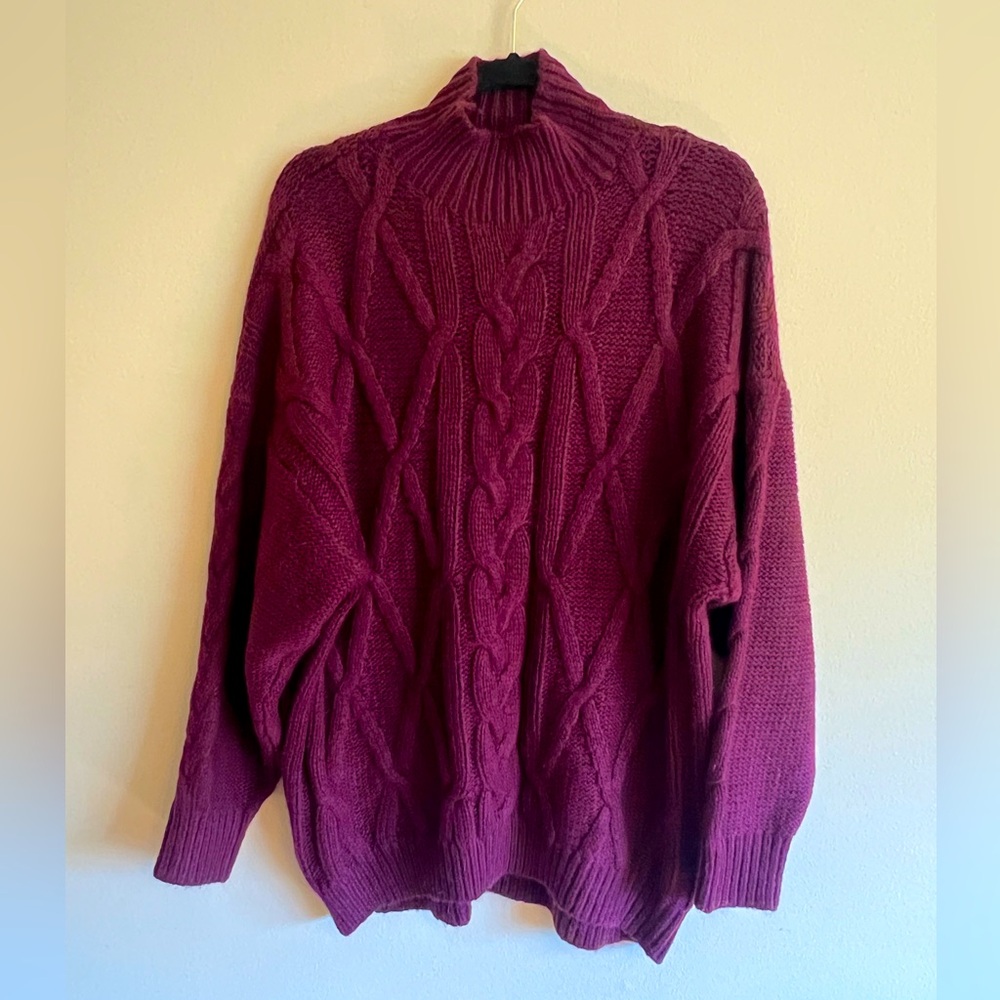 Maroon cable knit sweater from Express